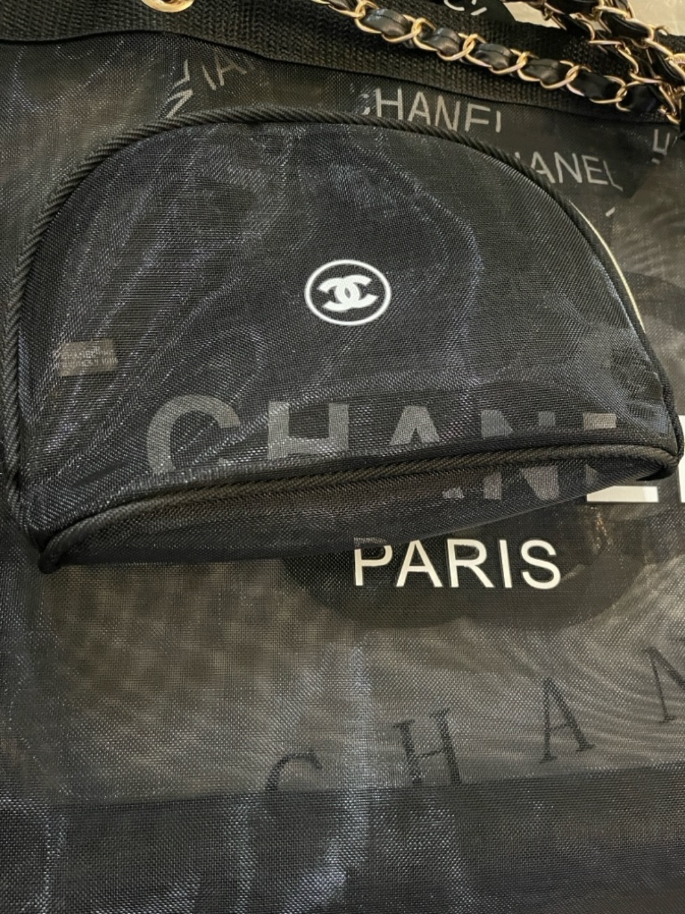 CHANEL Black Toiletry Pouch with CC Logo